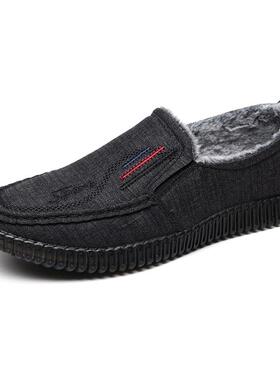 老北京暖布鞋牛筋BR 25586底冬鞋季棉男士保加绒中老年鞋爸爸休闲