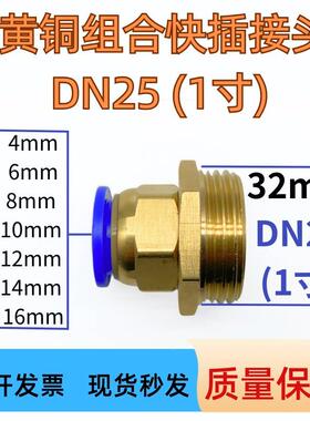 一寸DN25 20 15外螺纹外丝气动快插直通接头PU管接6 8 10 12 16mm
