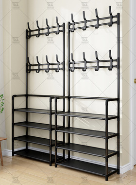简易鞋架子多层家用门口防尘鞋帽架一体式挂衣架出租房用室内卧室