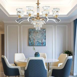 灯臂发光水晶客厅吊灯现代轻奢大厅主灯大气高档灯具全屋中山灯具