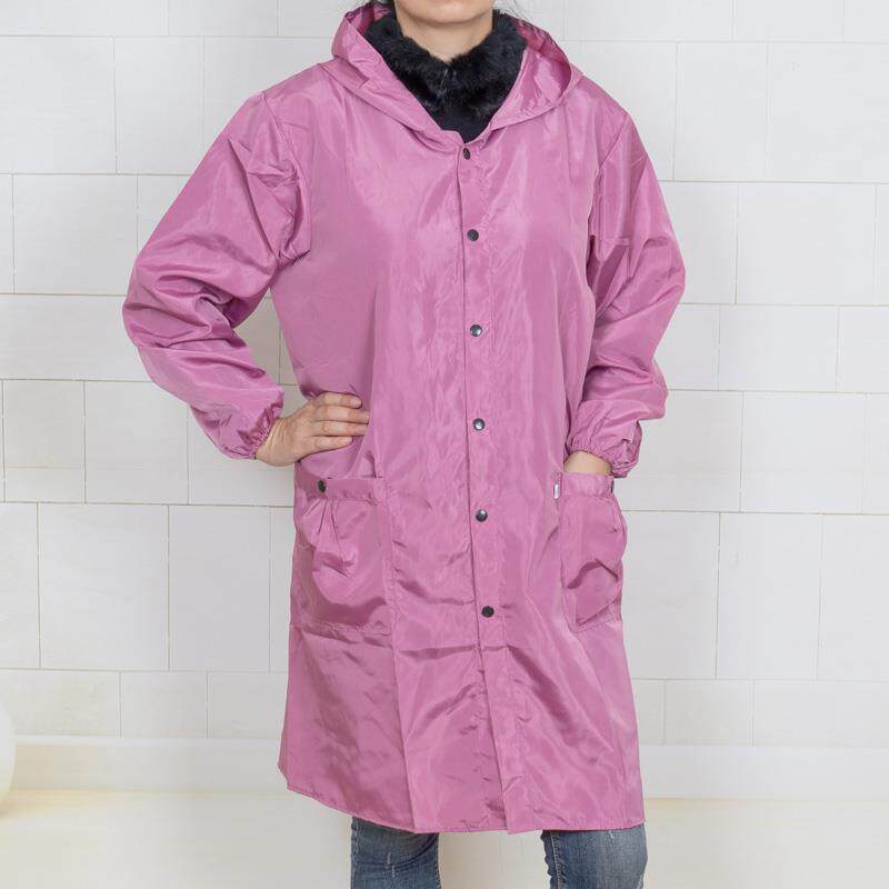 新款韩版服按扣成人罩男衣大人女长轻度防水防油烟厨袖房连帽工作