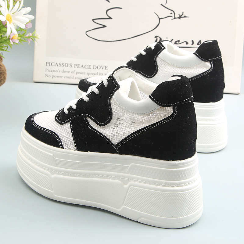 网面透气内增高百搭女鞋2025夏季新款松糕厚底超高跟休闲小白鞋女,女鞋,松糕（摇摇）鞋,淘宝优惠券,粉丝福利购,淘宝优惠卷