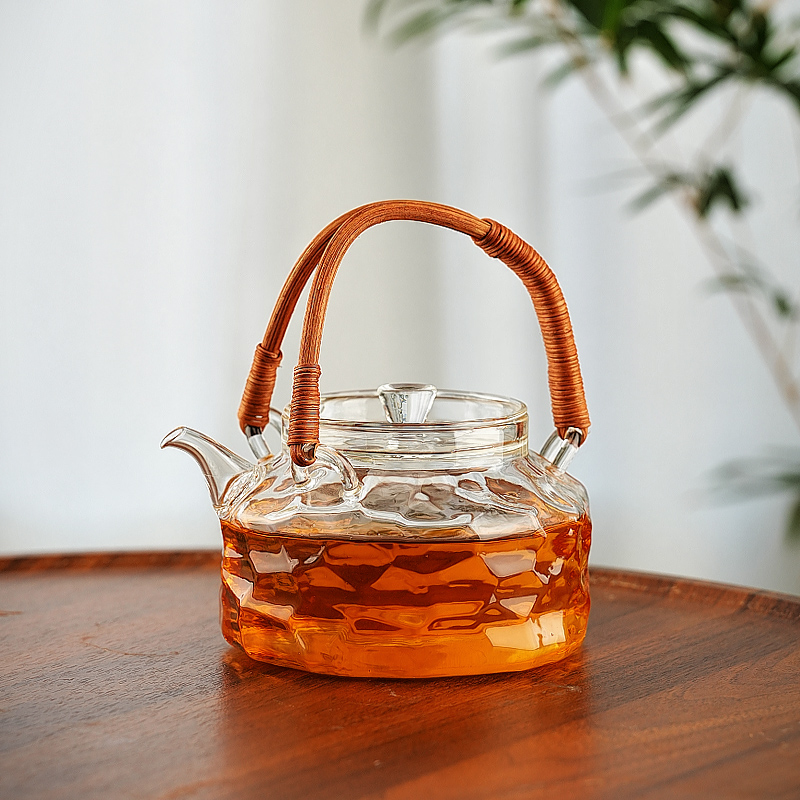 玻璃煮茶壶2025新款家用日式藤编提梁壶纯手工耐高温水壶泡茶器