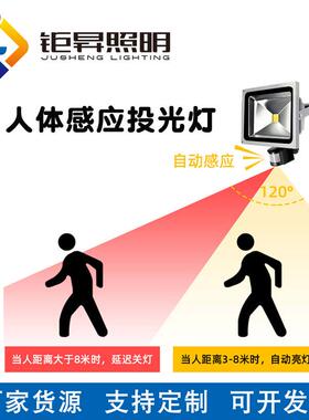 LED人体感应投光灯过道走车库别墅廊10W20光W3LDL0W5W红外感应投0