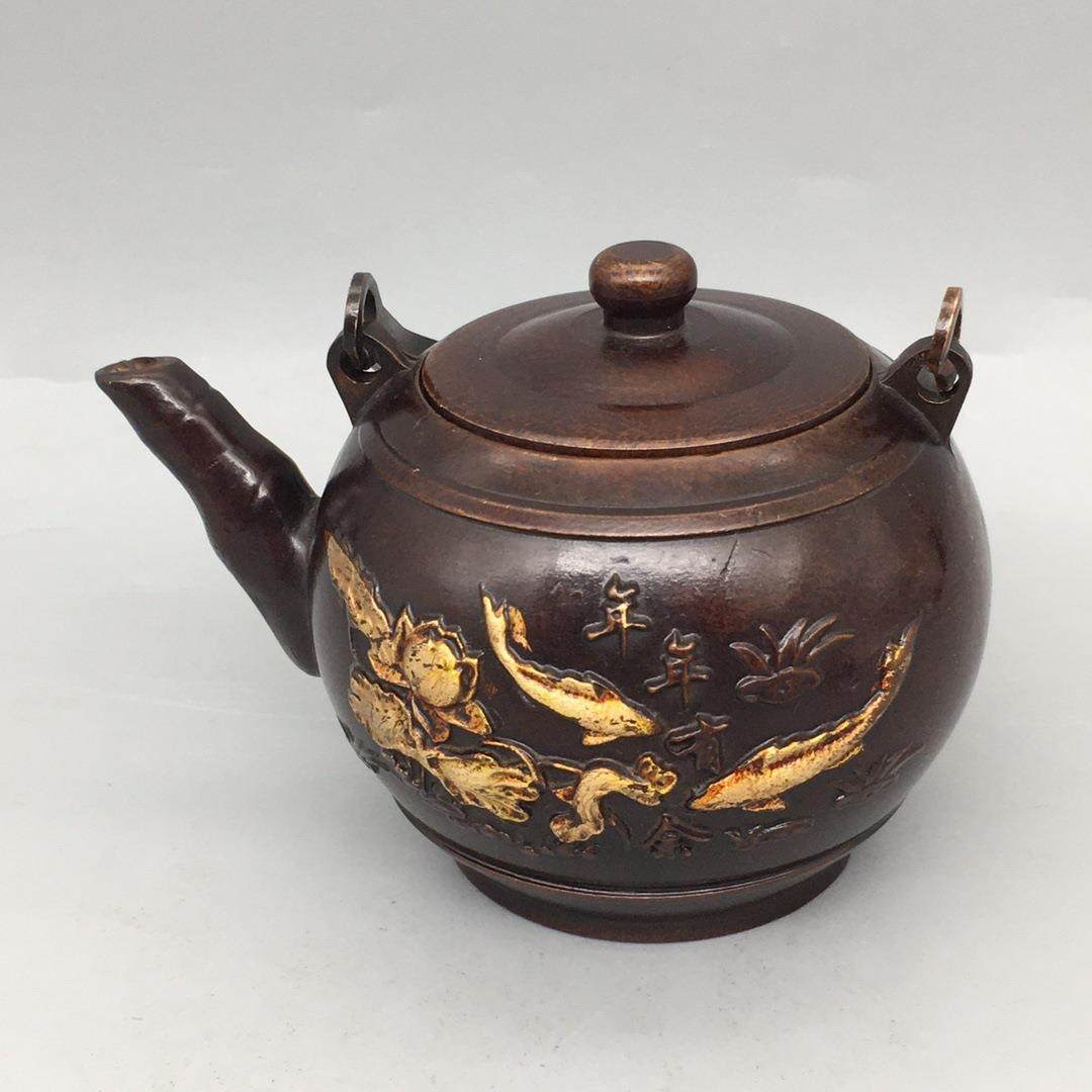 铜器收藏龙凤牧壶年年有余壶壶五子夺莲茶壶YX-10-08童子牛牛壶五