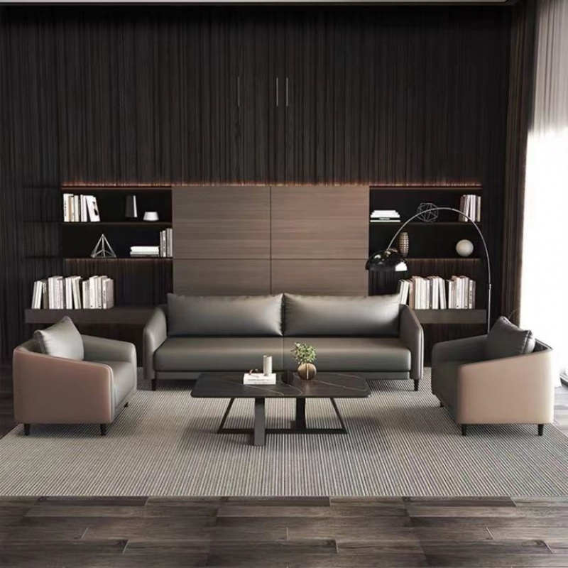 办公沙发纳帕简约现代商务接待会客沙发经理办公室休闲茶几组合