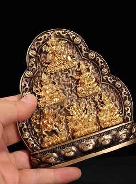 尼泊尔纯铜水陆供六路水财神五路白黄黑红绿财神佛八宝盘家居摆件