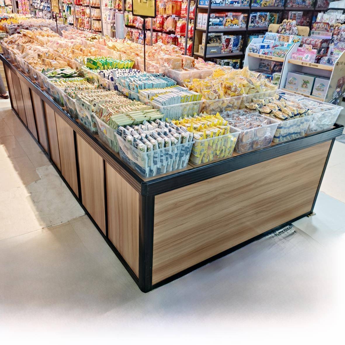 超市储物展柜散称休闲食品零食货架饼干糖果果冻展示柜促销堆头架