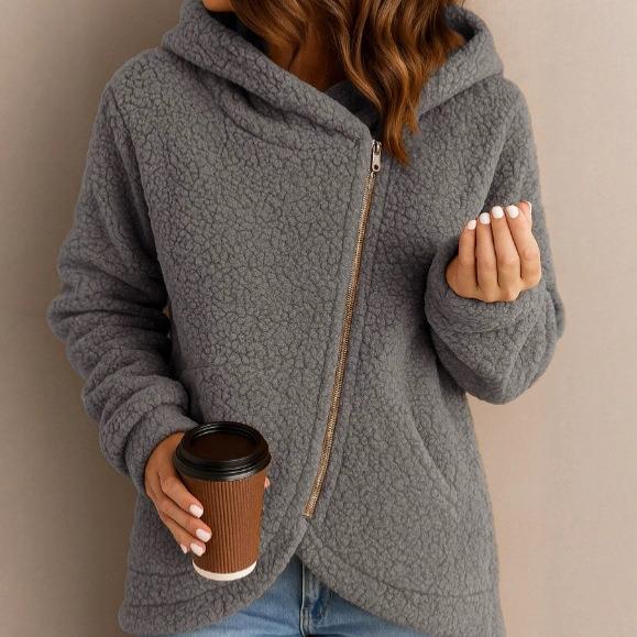 Long sleeved zipper hooded women's hoodie jacket for women图片