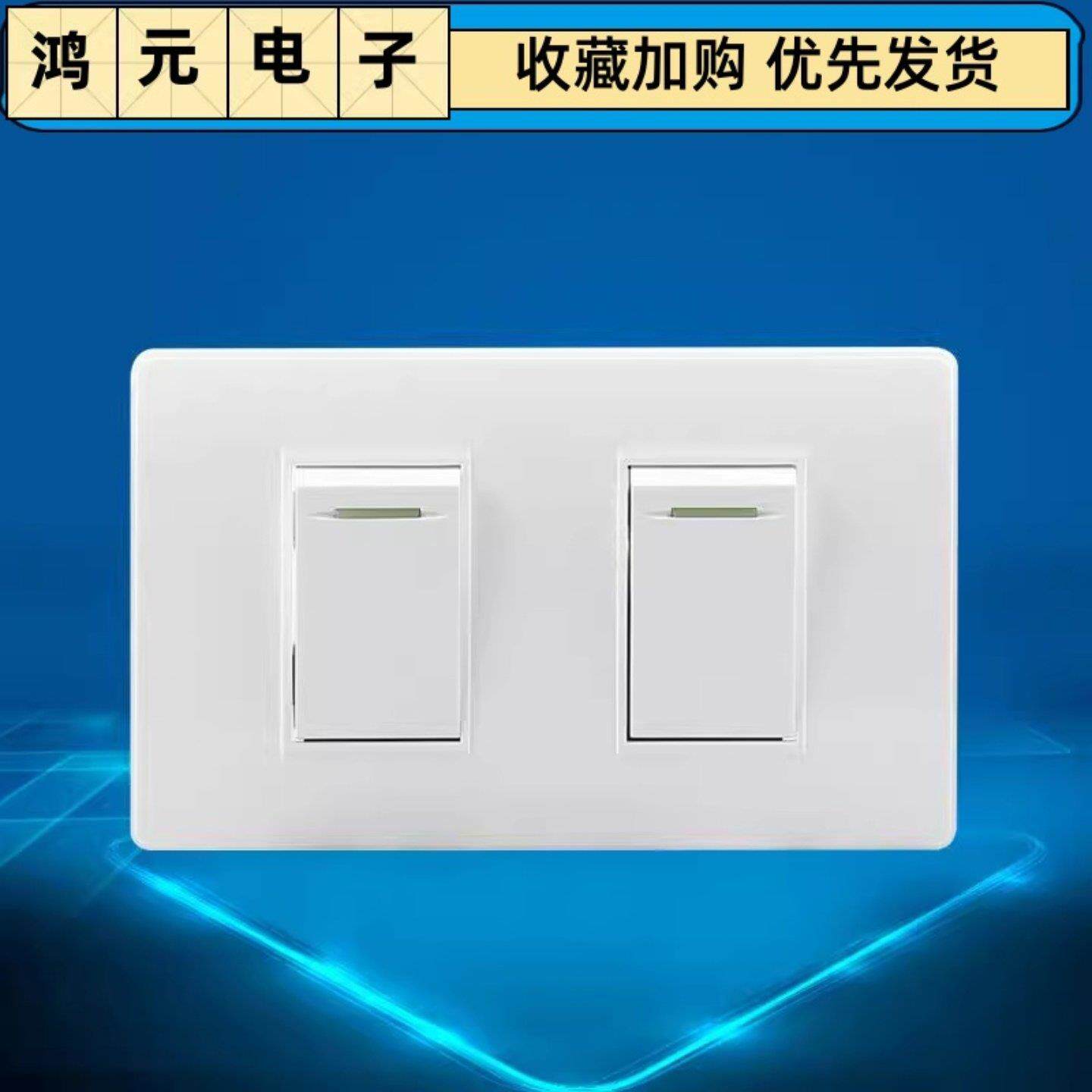 118型面板意式两开单控开关 两位意规意大利墙壁开关意标二开双控