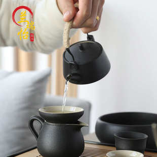 黑陶茶具套装功夫茶具家用客厅办公室陶瓷泡茶壶旅行现代简约茶盘