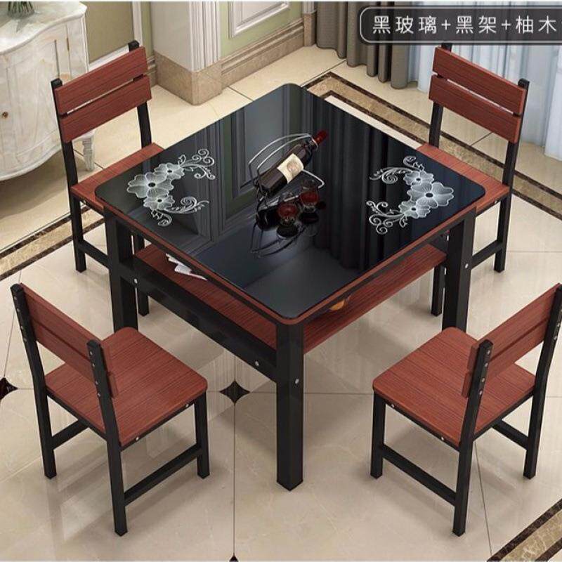 钢化玻璃餐椅小户四方正见详情方形小型方桌双层桌子家用饭桌桌方
