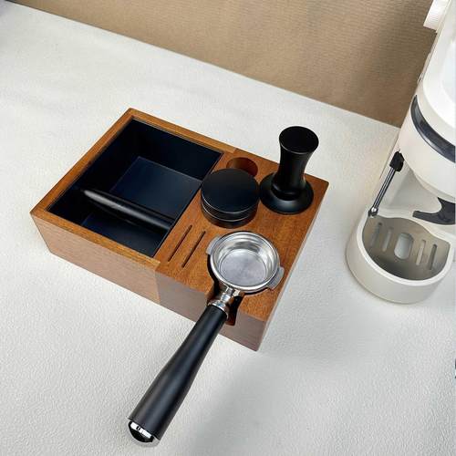 实木多功能敲渣盒咖啡渣桶敲粉桶意式咖啡手柄支架压粉座58mm51mm