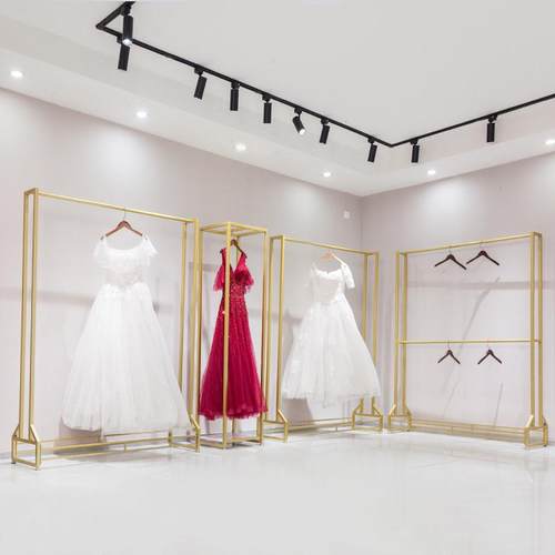 婚纱店挂衣架落地式金色影楼礼服旗袍挂架高档展示架铁艺婚纱架子