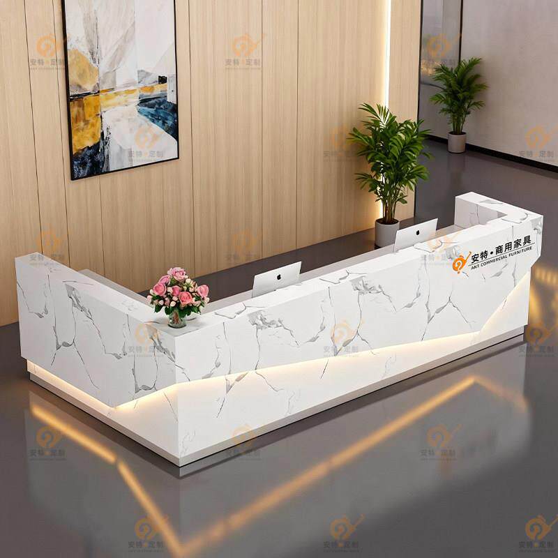 公司前台接待台餐饮商用吧台桌服装店铺轻奢高级感收银柜台柜台定