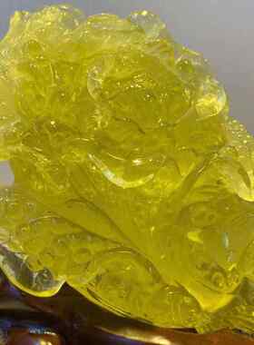 天白然巴裸JNQ西黄水黄晶石精雕菜百财水晶原石摆件
