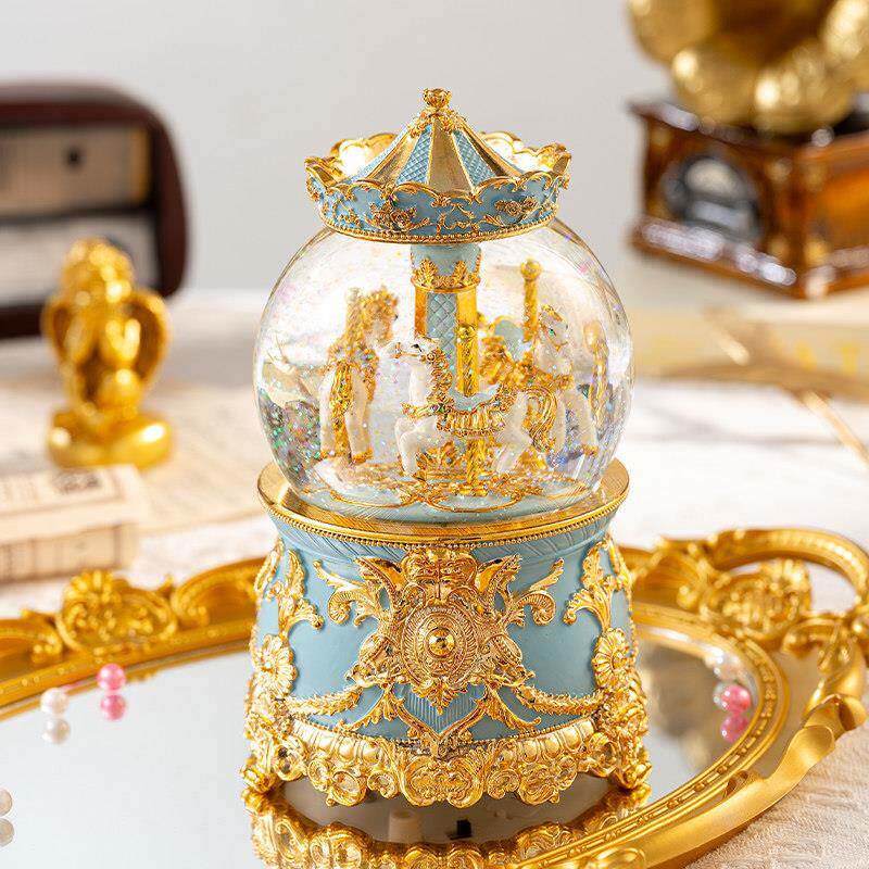 水晶球可旋转木马音乐盒八音盒女孩公主结婚生日礼物送女友儿童节