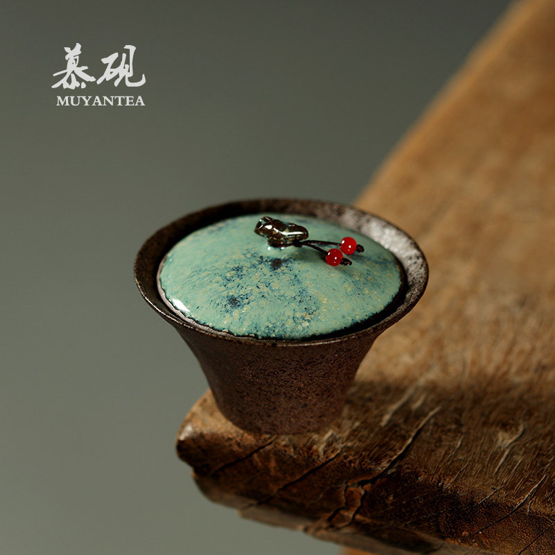 慕砚粗陶全手工盖碗粗陶薄胎盖杯日式陶瓷茶具泡茶碗不烫手茶碗
