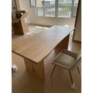 原木大书桌学习桌白蜡木餐桌民宿工作台自然边日式办公茶桌会议桌