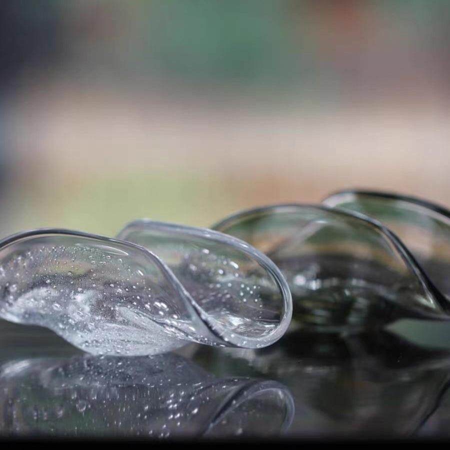 中式手工玻璃琉璃茶则气泡高颜值茶道配件气泡水晶玻璃茶道配件