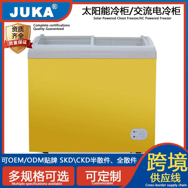 258升弧形玻璃门冷柜冰淇淋冷柜太阳能直流电12/24V家用商用冷柜