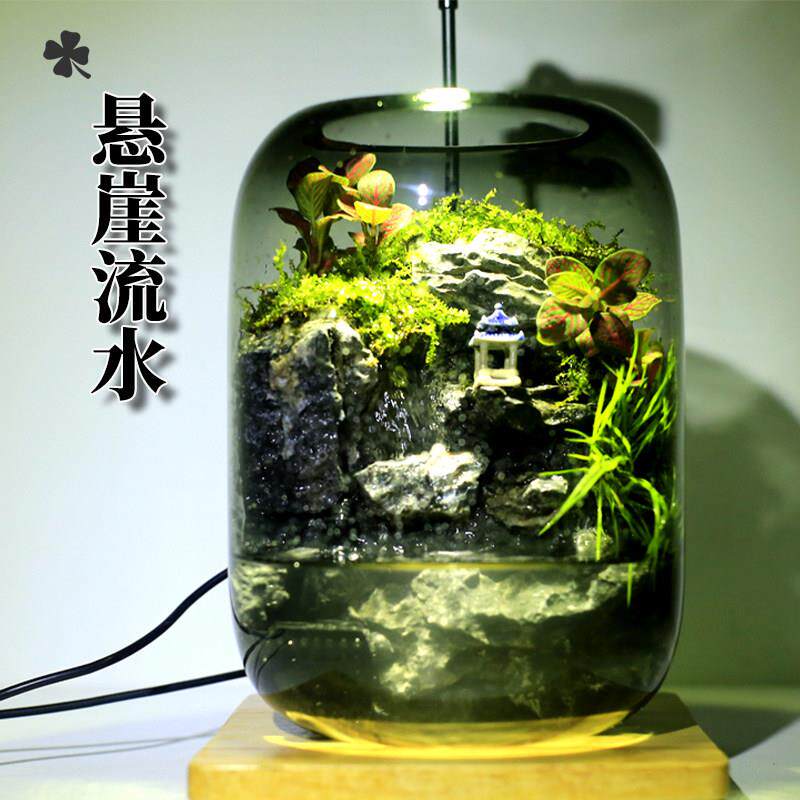 苔藓造景桌面微景观生态瓶自循环水室内植物盆栽养鱼缸生态缸摆件