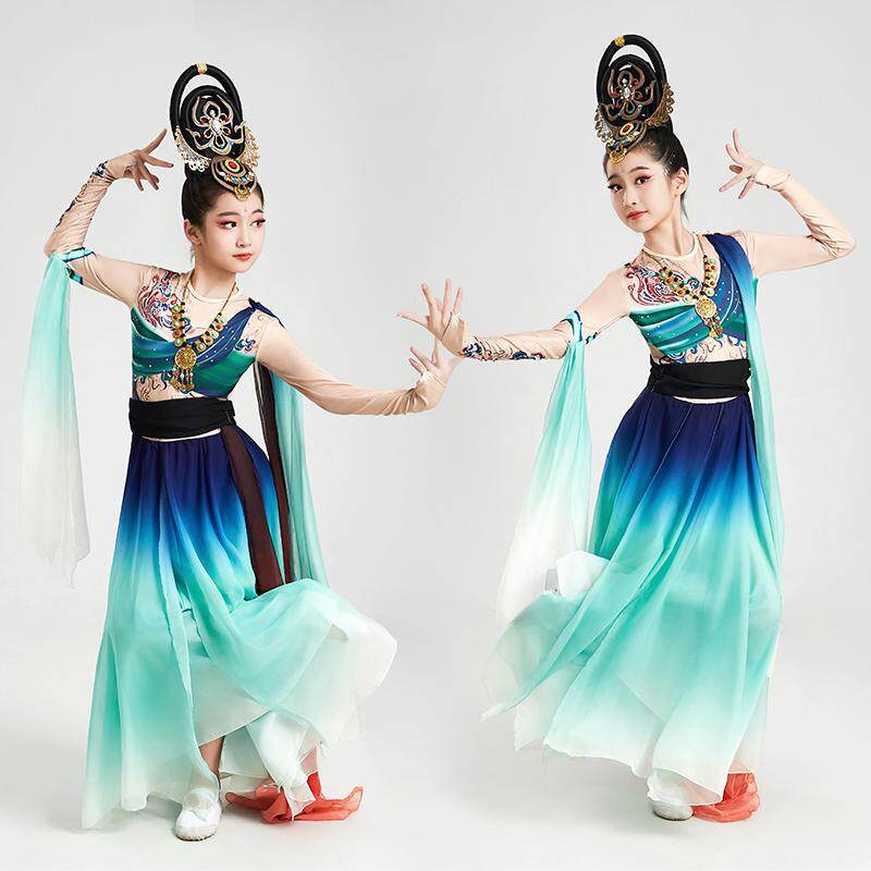 儿童敦煌舞蹈服女童古典舞服装妙音反弹琵琶飞天乐鼓丝路六一演出