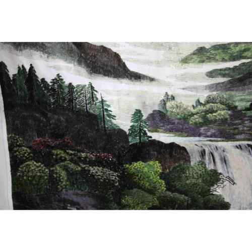 苏绣片客厅风办水公室装WIF饰画苏州手工刺绣家居挂画山绣景