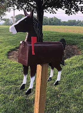 Unique Horse Mailbox 跨境金属铁艺狗狗马鸡奶牛猪信箱花园摆件