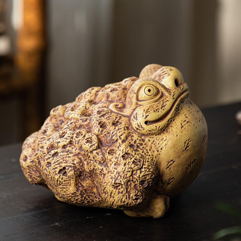宜兴紫砂金蟾三足蟾蜍梅花金蟾茶宠摆件招财可养茶玩茶道配件厂家
