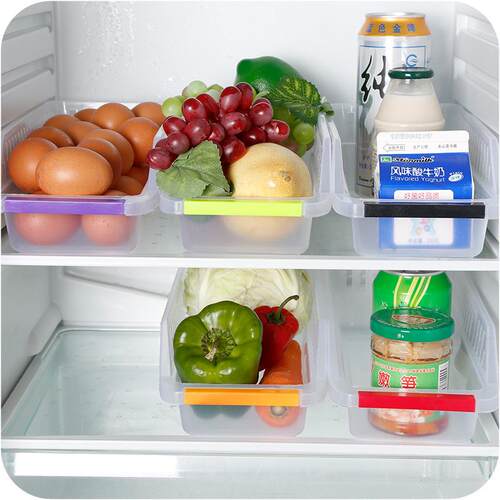 Japanese-style refrigerator plastic storage basket, food and