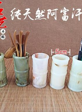 高档笔创意时国尚韩 小清新 复古 天然 筒玉石笔筒桌面摆件