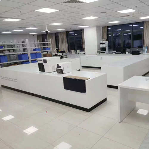 工厂定制接待台手机电脑展示台设备展柜木质烤漆中岛柜公司样品柜
