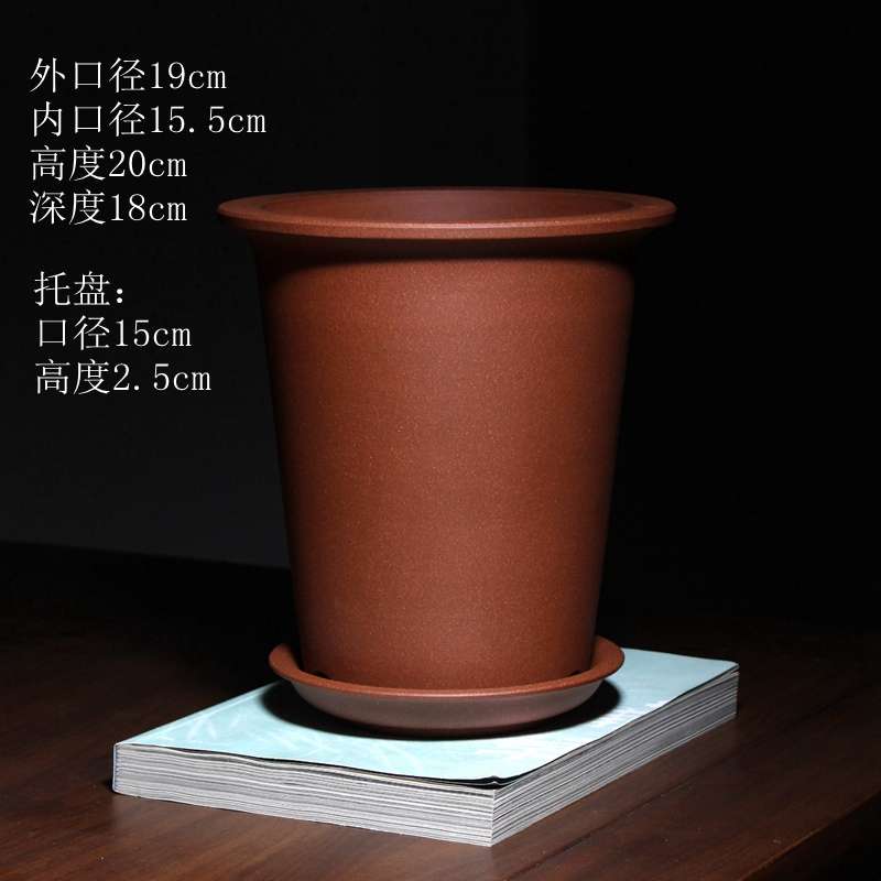 盆绿精品着盆景紫砂宽口春兰降圆筒形兰花砂盆栽透气坡寒小粗泥