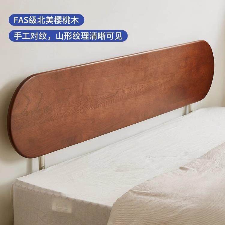 日式樱桃木榻榻米床1.8米双人床主卧悬浮床中古风齐边床实木低箱