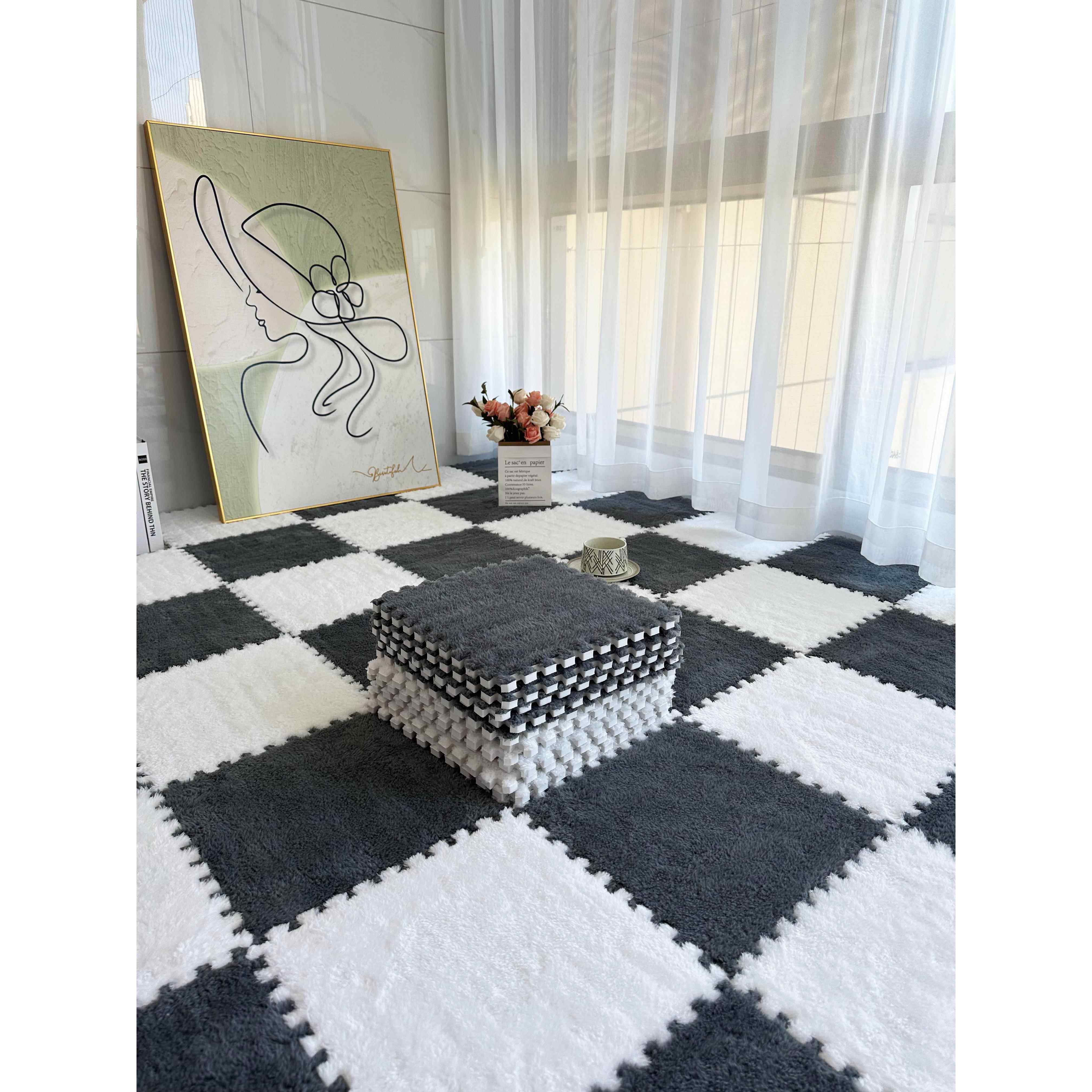 可裁剪毛绒床边地毯卧室ins风大面积全铺房间客厅隔音泡沫地垫子,居家布艺,地毯,淘宝优惠券,粉丝福利购,淘宝优惠卷