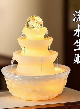 流水生财风水摆饰流水摆件可不插电循环水门面或办公桌景观装饰品