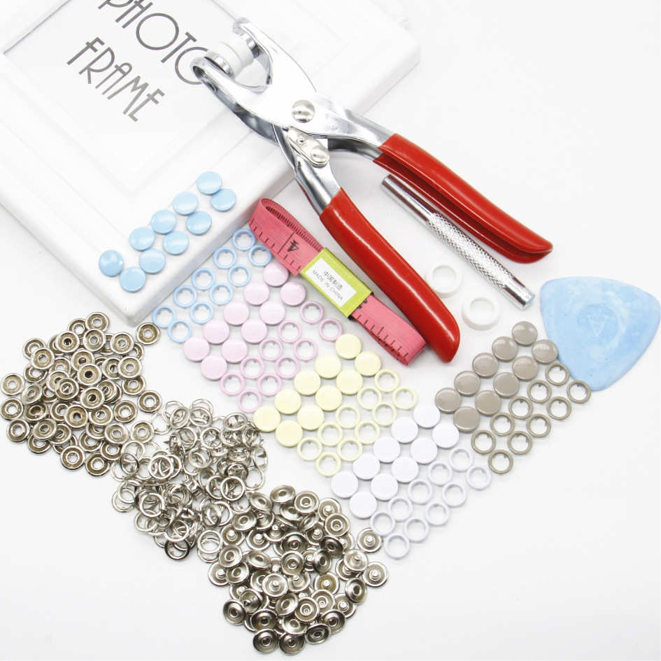 童装钮扣10MM实心9.5MM空心五爪扣各50套配工具手压钳6件套套装