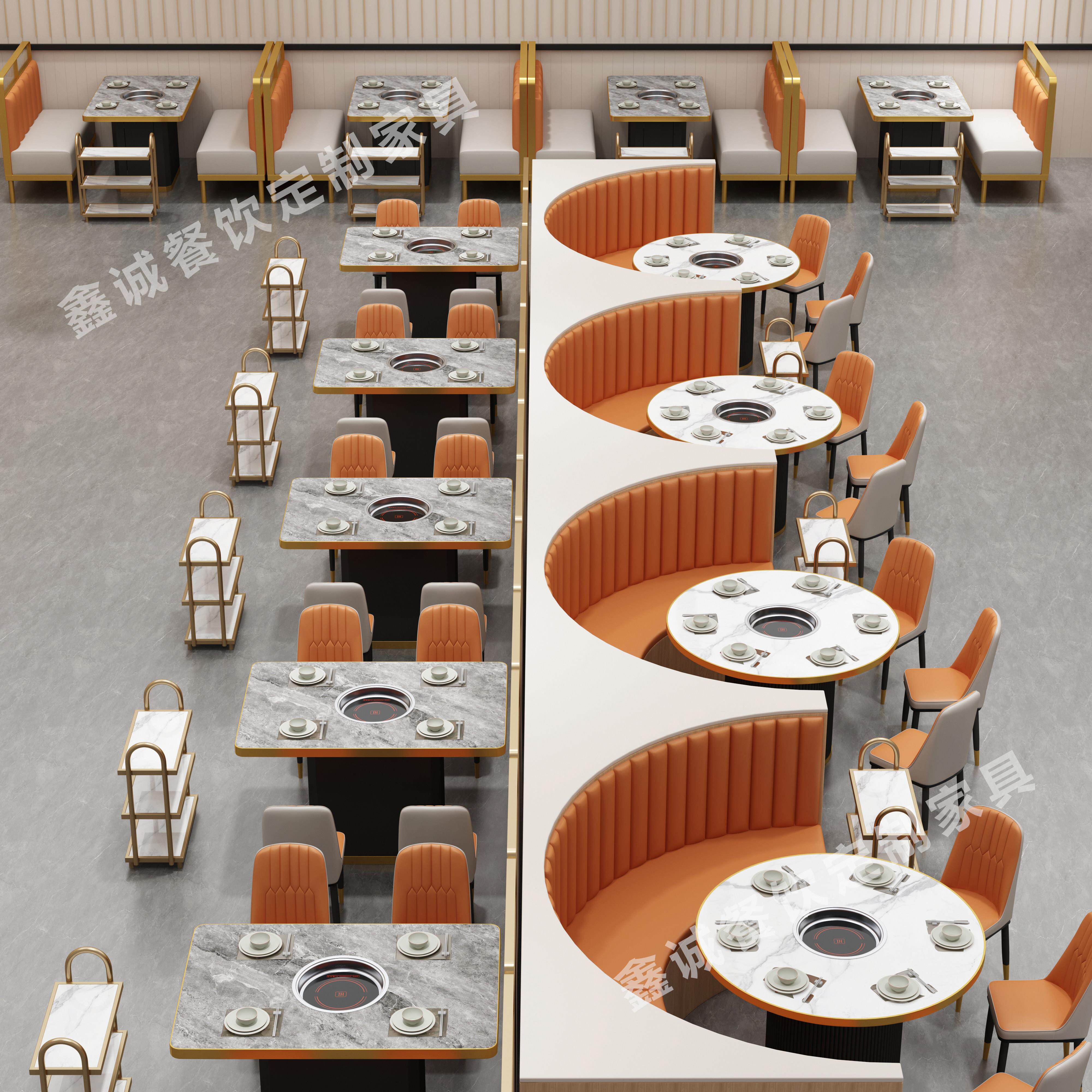 火锅桌商用电磁炉一体无烟涮烤串串香烤肉桌一人一锅烤肉桌椅组合