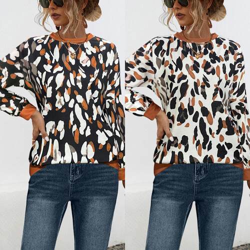 Women's off shoulder lantern sleeve printed