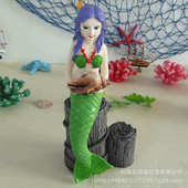 树脂地中海可爱彩色美人鱼桌面摆件 饰 家居饰品幼儿园客厅婚房装