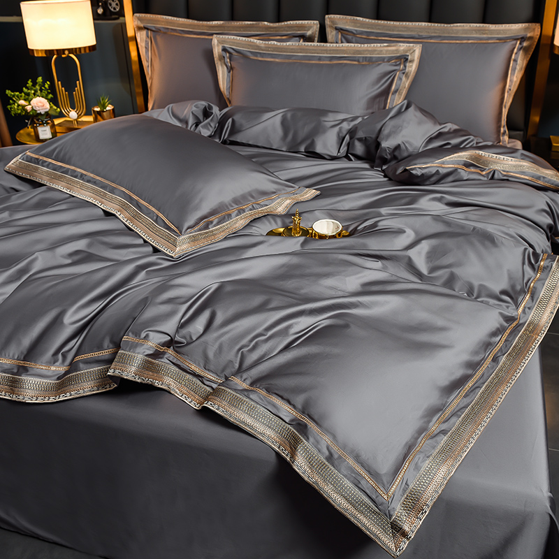 200支埃及长绒棉四件套100轻奢被套床单欧式床上用品