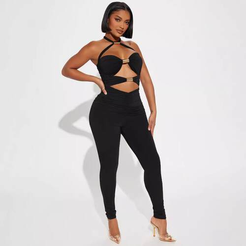 Women's Sexy Bold Frontal Party Slimming Hollow Out Metal