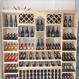 简约一体实木葡萄酒展示架木质酒架红酒商用落地酒柜红酒架