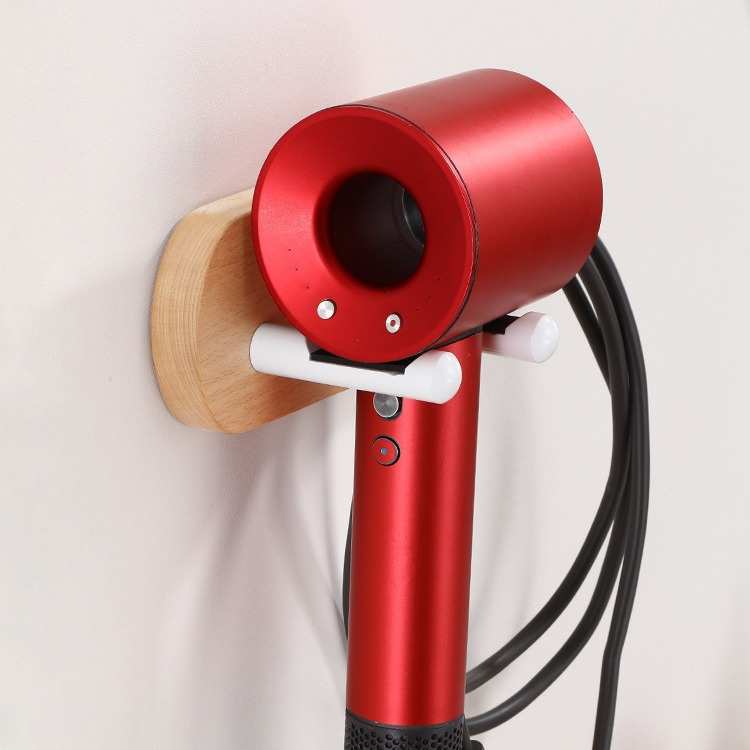 原木打孔浴室免日式物电吹风吹风家用壁挂机架支架式吹风机置架