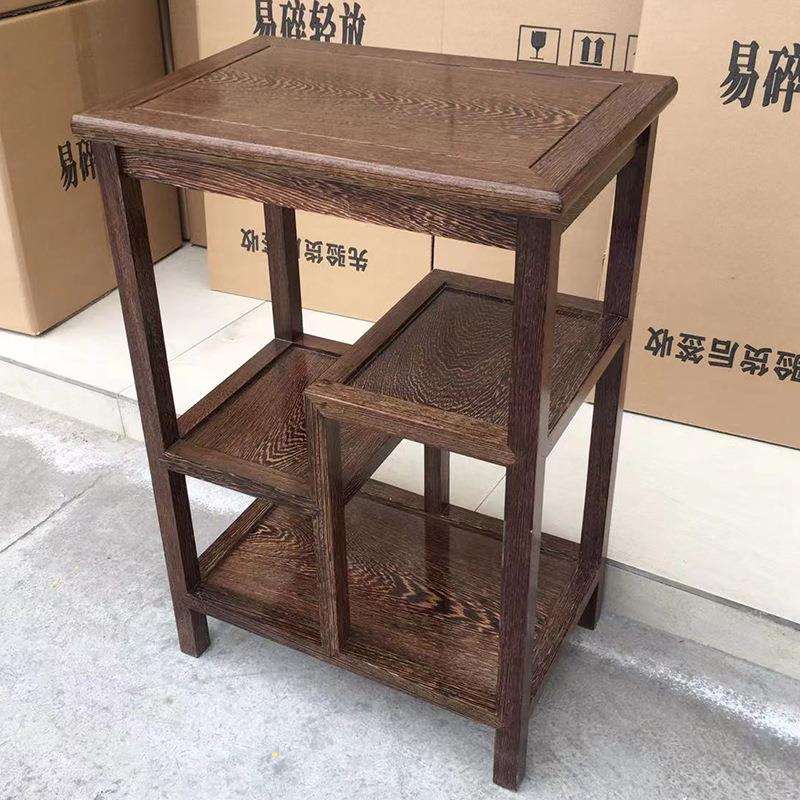 鸡翅木茶几边几茶边柜中式花梨茶水架实木鸡翅木小茶桌置物架角J*