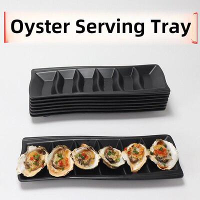 特色牡蛎盘商业矩形烧烤特餐商业创意冷盘黑色火锅盘