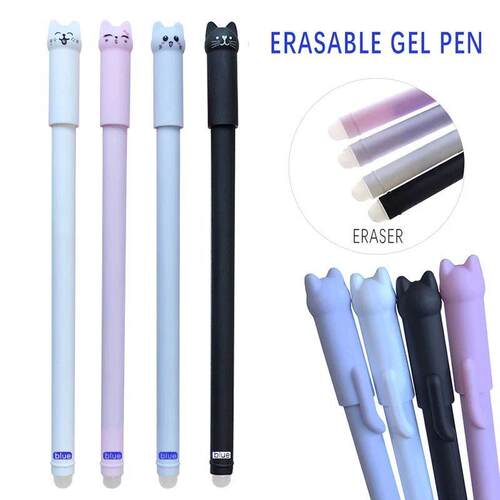 Kawaii Cat Erasable Gel Pen 0.5mm Magic Ink Blue Black Pen S
