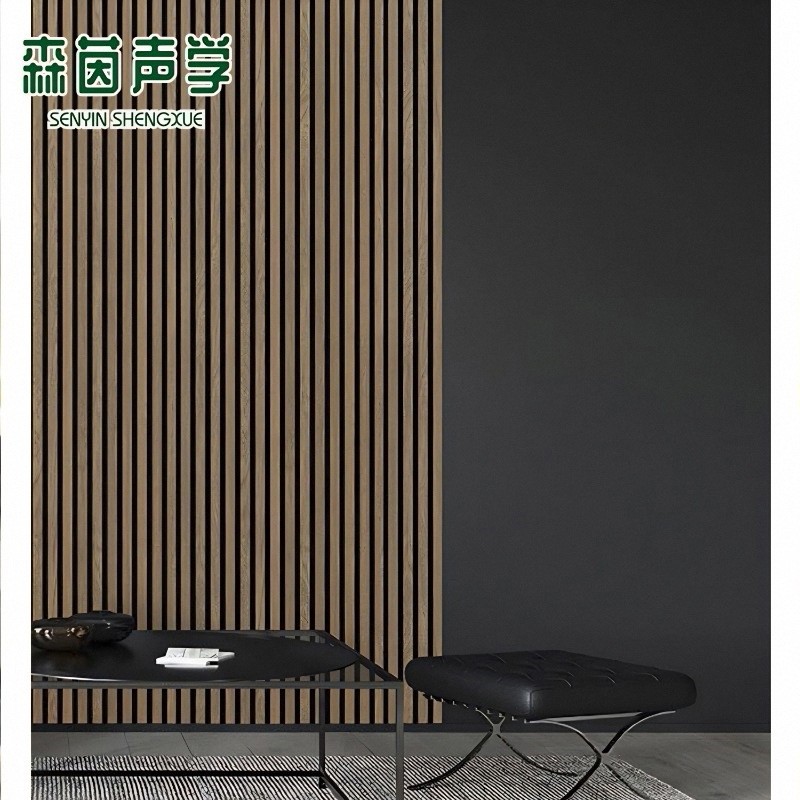 外贸工厂客厅装饰隔音护墙板实木皮新型格栅板环保木条聚酯吸音板