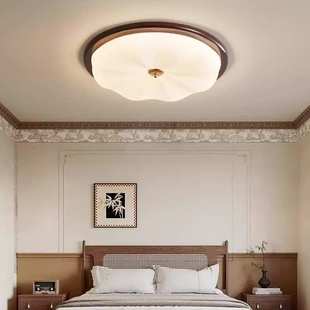 木色卧灯胡桃卧室复古吸顶灯书房实木简约间护眼古风中灯具主奶油